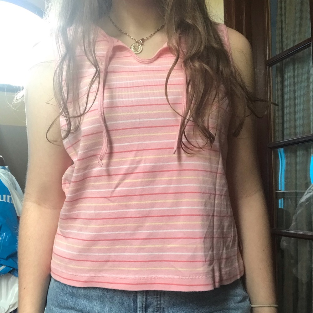 beachy pink striped tank